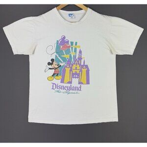Vintage 90's Disneyland Mickey Mouse Disney White Shirt USA Made Art Cartoon